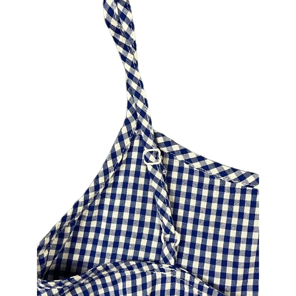 Old Navy Top‎ Youth Girls Gingham Spaghetti Straps Blue White Summer Picnic LG